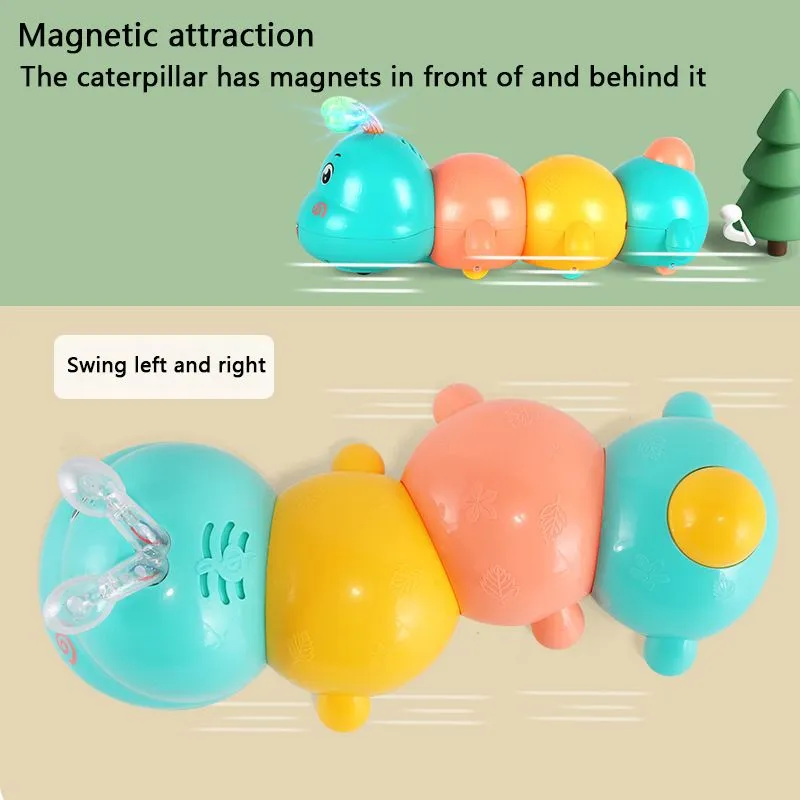 Electric Rocking Caterpillar Toy With Lamplight Music Automatic Obstacle Avoidance Crawling Toys Child Fun Interactive Game Gift  image 5