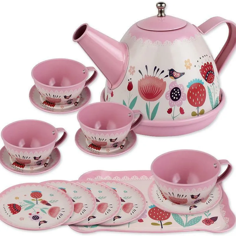 Kitchen Set With Metallic Body Pretend Play Colorful Utensils For Girls image 3