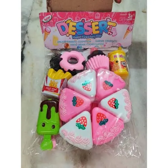 Kids Kitchen Toys DIY Cutting Birthday Cake Pretend Play Food pink - 22 Pcs image 2