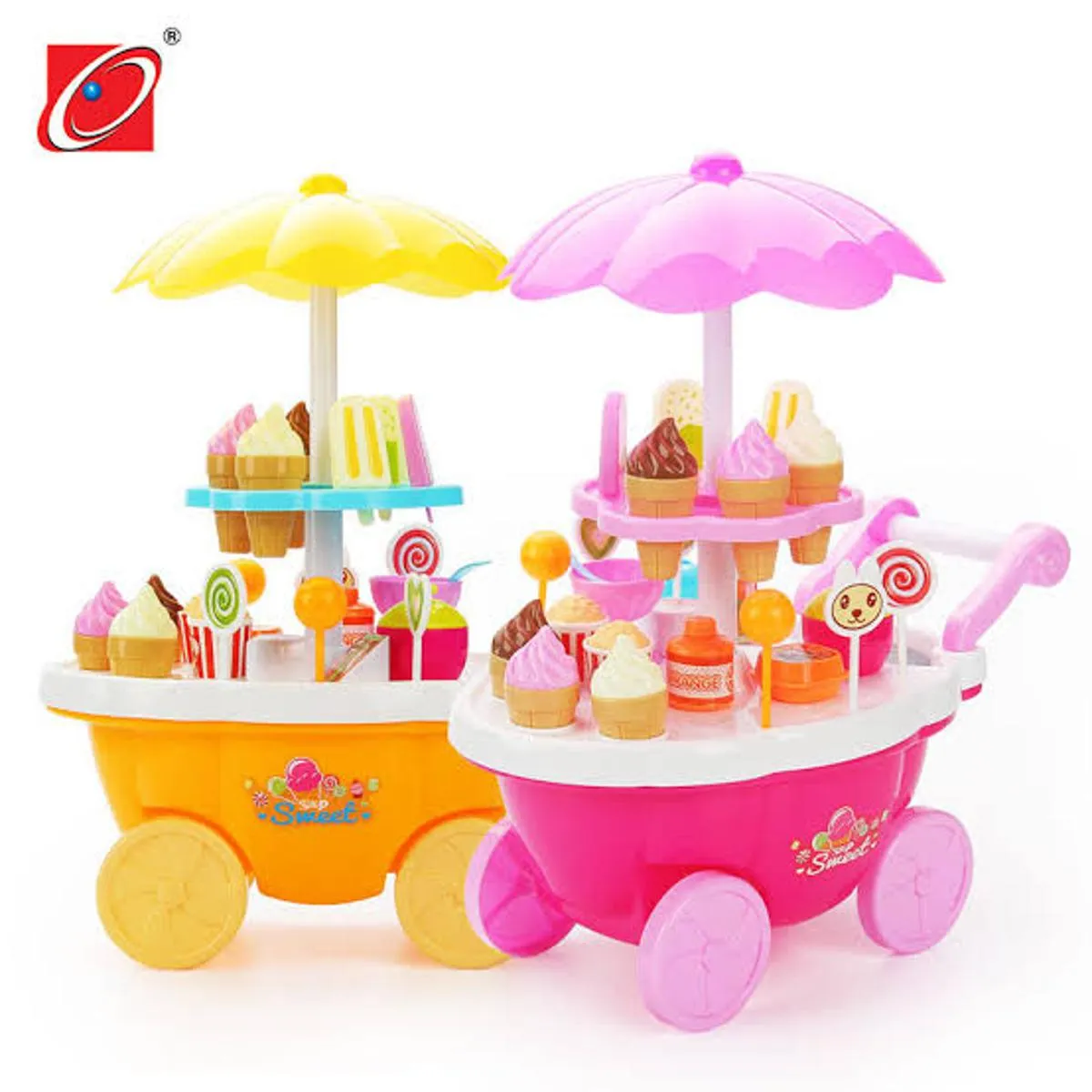 Sweet Candy Ice Cream Toy Sound Light Simulated Mini Rotating Ice Cream Truck Candy Confectionery Trolley Car Pretend Play Kitchen Toy