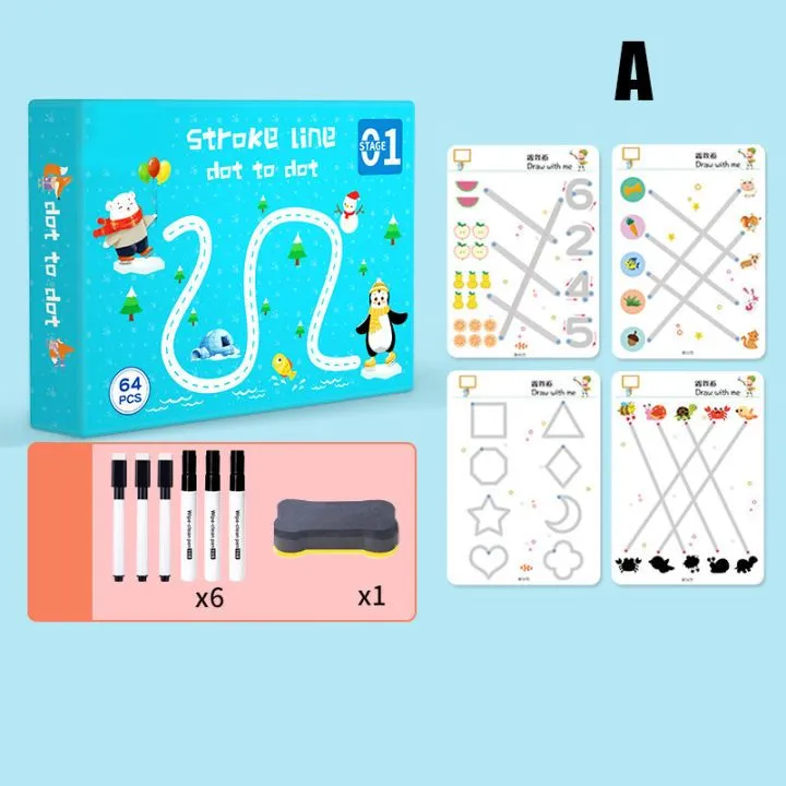Magical Tracing Workbook Reusable Calligraphy Copybook Practice Drawing Book with Pen and Eraser,Help Children Improve Concentration and Hand-Eye Coordination 64 Pages image 4