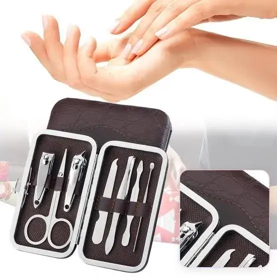 7 In 1 Manicure Kit, Carbon Steel Professional Pedicure Kit, Nail Scissors Grooming Kit with Leather Travel Case, Men Women Manicure Pedicure Kit, Nail Care Tool For Home Use